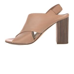Vince Tan Leather Block Heel Sandals. Size 39.5